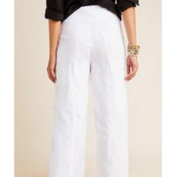 Wide Leg White Linen Pant SZ 8 - Picture 4 of 11